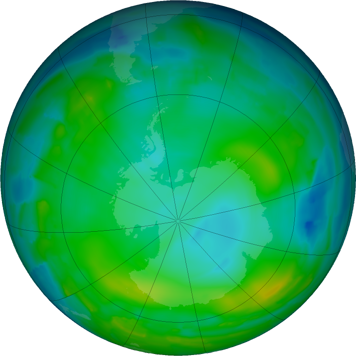 Antarctic ozone map for 10 June 2011